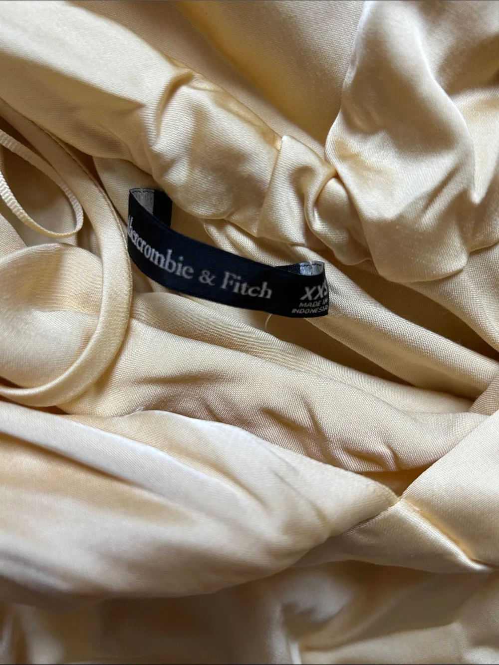 Abercrombie & Fitch Pale Yellow Satin Halter Maxi Dress